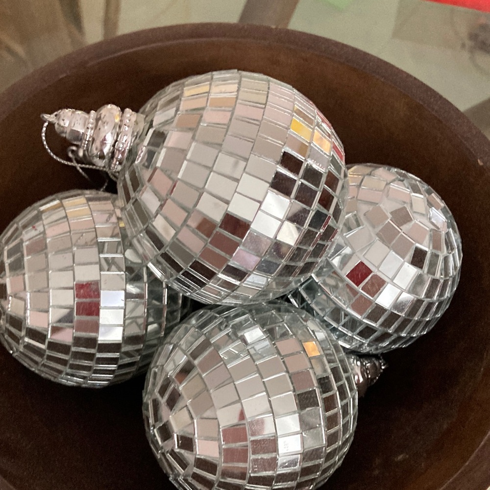 Elegant Silver Mosaic Holiday Ornaments